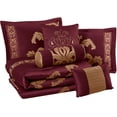 thumbnail image 2 of Chezmoi Collection Royal Luxury Jacquard Floral Comforter Set, Queen, Maroon/Gold, 7-Piece, 2 of 6