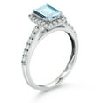 thumbnail image 3 of Gem Stone King 10K White Gold Sky Blue Aquamarine and White Lab Grown Diamond Halo Engagement Wedding Ring for Women (1.14 Cttw, Emerald Cut 7X5MM, Size 8), 3 of 4