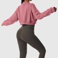 thumbnail image 5 of aidice Cropped Sweatshirts for Women V Neck Long Sleeve Hoodless Loose Drop Shoulder Athletic Pullover Tops, 5 of 8