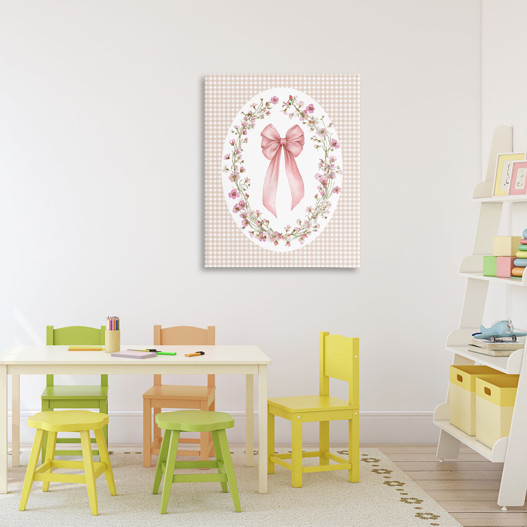 Stupell Industries Feminine Gingham Bow Canvas Wall Art, design by Christine Simpson Art