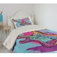 thumbnail image 2 of Ambesonne Music Quilted Coverlet 2 Pcs, Guitar Instrument, Twin Size, Lavender Magenta, 2 of 5