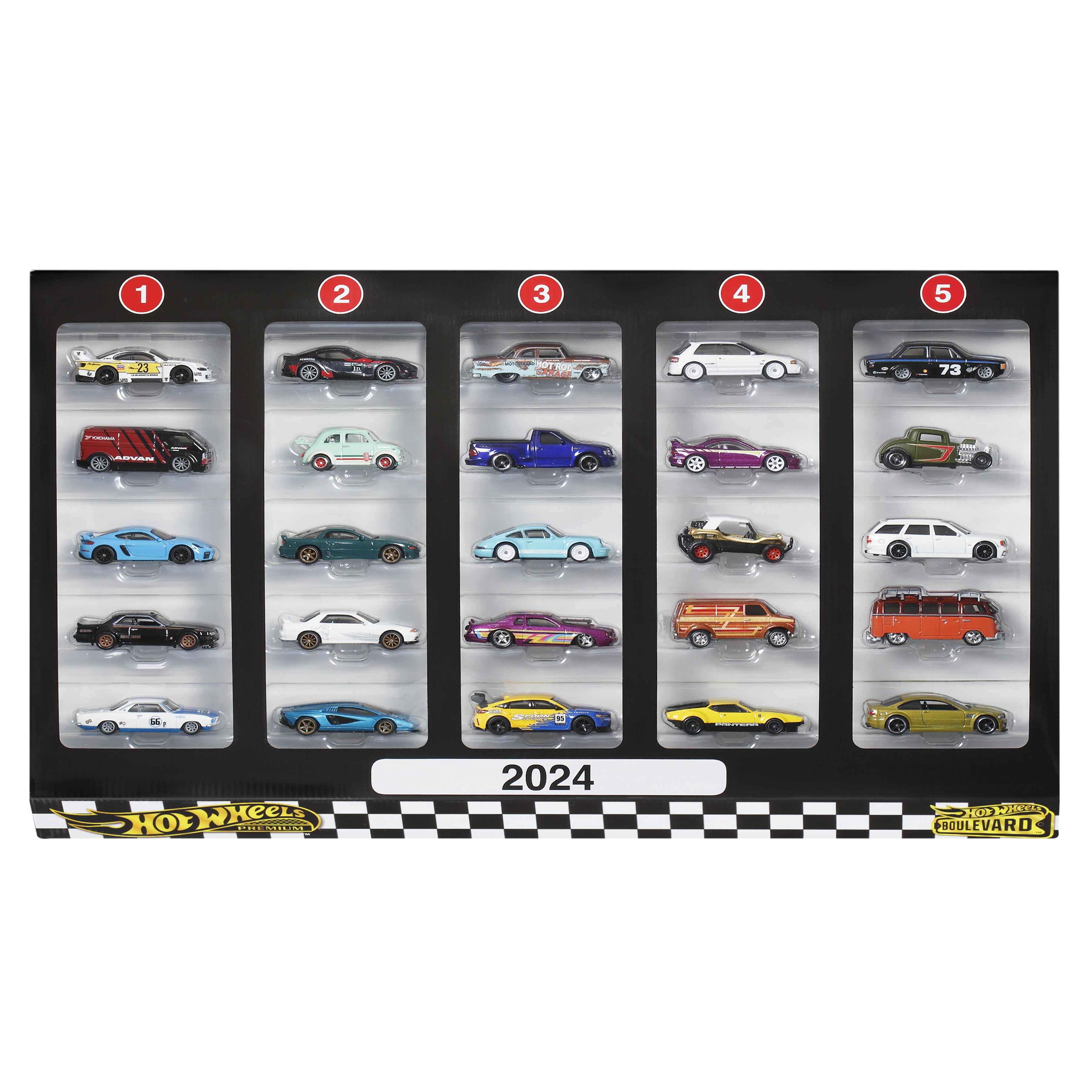 Hot Wheels Boulevard 25-Car Factory Set, 25 Premium Die-Cast 1:64