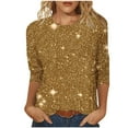 thumbnail image 2 of YUNAFFT Floral Print Three-Quarter Sleeve Round Neck Pullover Casual Blouse for Women with Stretchy Comfort Fit Everyday Wear, 2 of 5