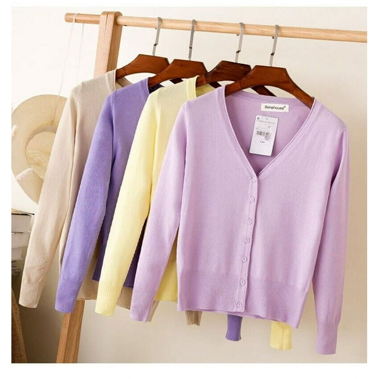 Womens Cardigan Long Sleeve Ladies Knitted Top Cardigans Outwear Size 8 24 Walmart