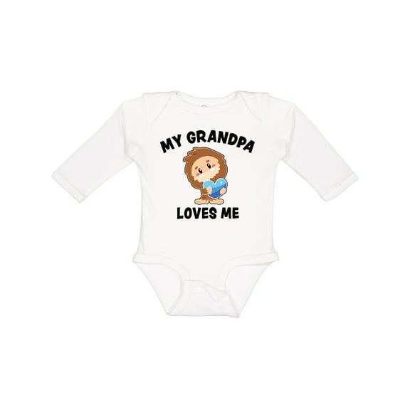 Inktastic Cute Bigfoot My Grandpa Loves Me Boys Long Sleeve Baby Bodysuit