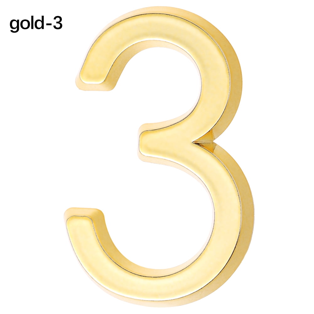 0 to 9 Reflective SelfAdhesive Gold Silver Door Number Signs Numeral