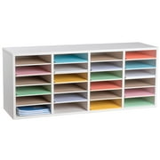 AdirOffice Wood 24 Compartment Adjustable Classroom Paper Literature Organizer File Sorter, White