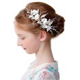 thumbnail image 1 of Peineta de boda hecha a mano para niña de las flores, accesorio para el cabello de novia con hojas florales de perla blanca para novias y damas de honor, bonito tocado de princesa., 1 of 5