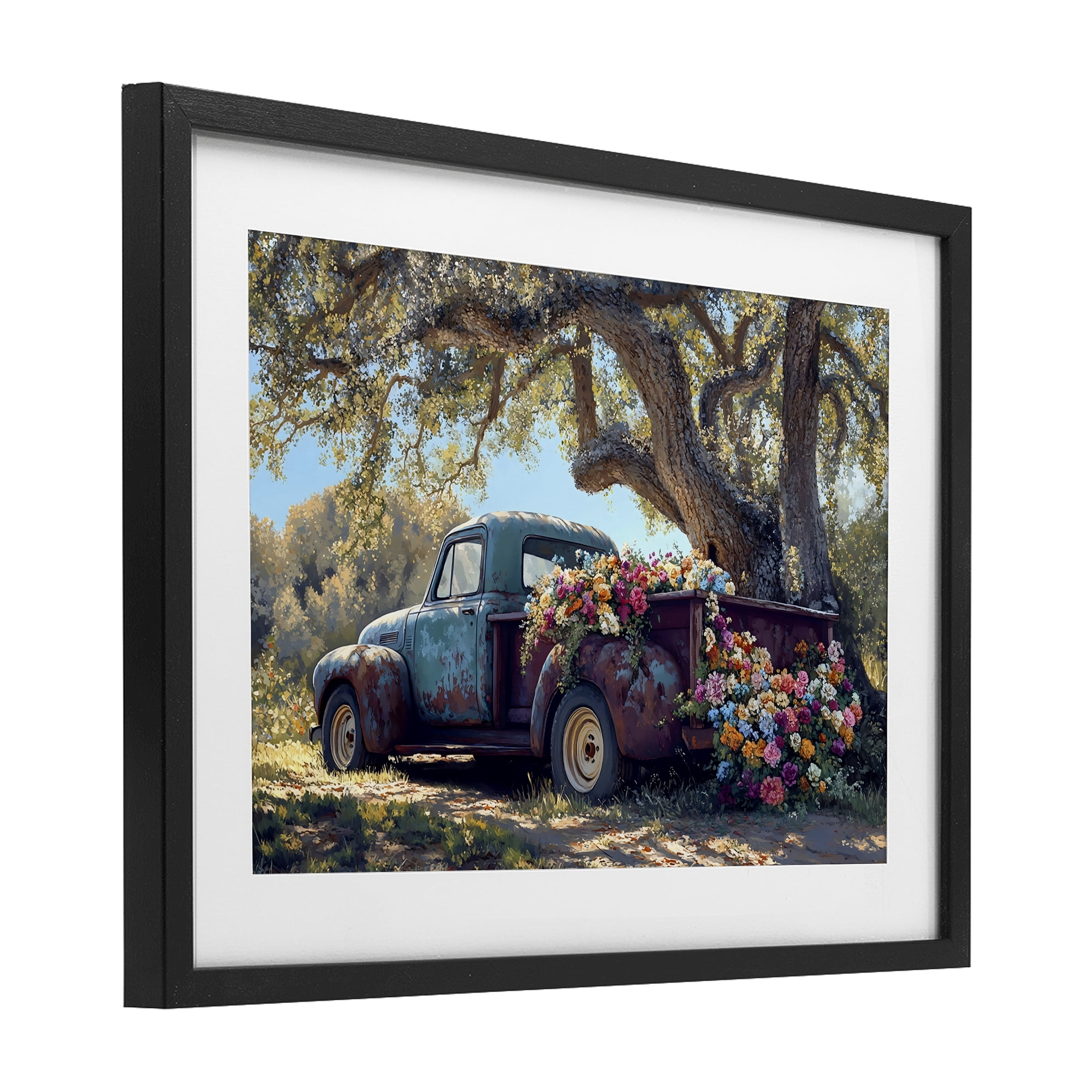 Stupell Industries Repurposed Truck Filled with Flowers Black Framed Print Under Glass, design by Franklyn Gregory