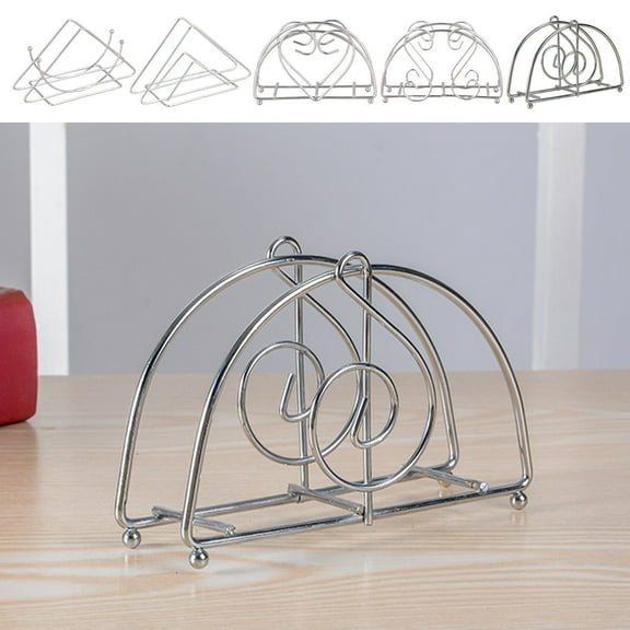 Stainless Steel Semicircular Table Napkin Holder Vertical Paper Towel Rack with Space-Saving Design for Kitchen Countertops and Dining Room Organization(Silver),Ccwuwei
