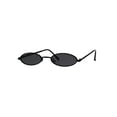 thumbnail image 4 of Mens Oval Narrow Metal Rim Round Mod Pimp Sunglasses All Black, 4 of 4