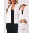 thumbnail image 2 of DARING DIVA Women's Faux Fur Long Sleeve Open Front Overcoat Fluffy Jacket XS White, 2 of 6