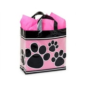 Pack Of 100, Market Size 12 x 6 x 12" Paw Print Plastic 3 Mil Shopping Bags