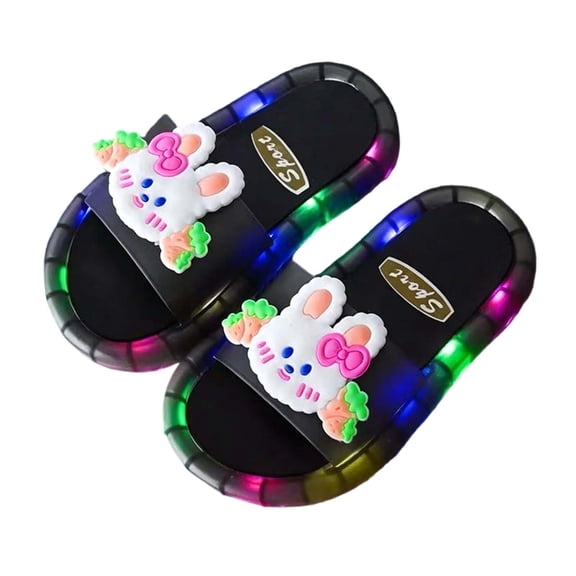 BOOMNY Toddler Boys Girls Slippers Light Up Cartoon Anti Slip Open Toe Summer Slippers Slip On For Indoor Homewear