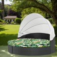 thumbnail image 6 of TOPCHANCES Outdoor Round Daybed Cushion Cover Replacement, 66-Inch Patio Garden Furniture Cover Sun Bed Mattress Cover, Green Leaf (ONLY 1PCS Cushion Cover), 6 of 9