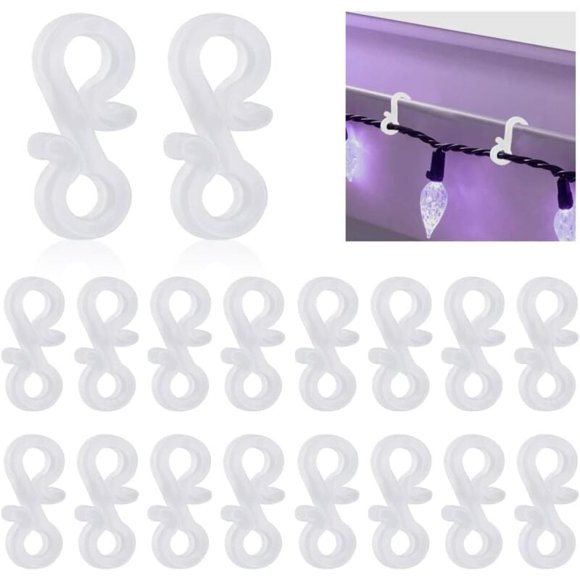 150 Pcs Mini Weatherproof Plastic Gutter Hooks for Christmas
