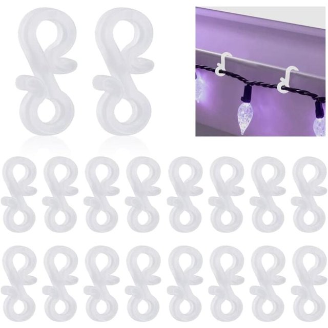 150 Pcs Mini Weatherproof Plastic Gutter Hooks for Christmas