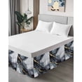 thumbnail image 4 of Marble Texture Bed Skirt California King Size 18" Drop Gray Marble Abstract Art Ruffled Wrap Around Bed Skirts Adjustable Elastic Bedskirt Dust Ruffle for California King Size Bed, 4 of 7