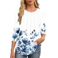 thumbnail image 3 of Mittory Womens 3/4 Sleeve Blouse and Tops Dressy Casual Crewneck Floral Tops Plus Size Comfy Shirts Fall Fashion Clothes, 3 of 7