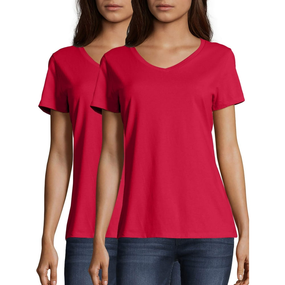 Hanes - Hanes Women's Nano-T V-neck T-Shirt (2-Pack) - Walmart.com ...