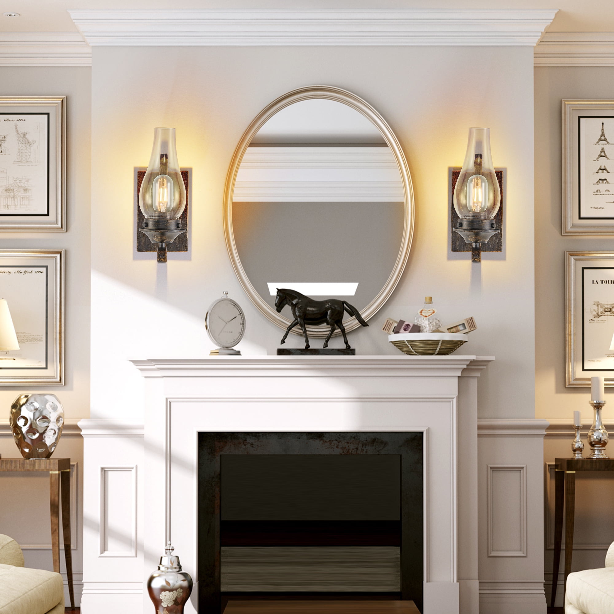 Clyhixe Sconces Minimalist Energy Efficient 2-Light Incandescent Oil Rubbed Bronze Wall Sconces 2 Count