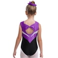 thumbnail image 4 of Hansber Girls Gymnastics Dance Outfits Rhinestone Leotards with Athletic Shorts Leggings And Purple&Black 14, 4 of 7