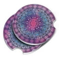 thumbnail image 1 of CARIBOU Round Ceramic Stone Drinks Car Coaster Set of 2pcs, Purple Blue Mandala, 1 of 5
