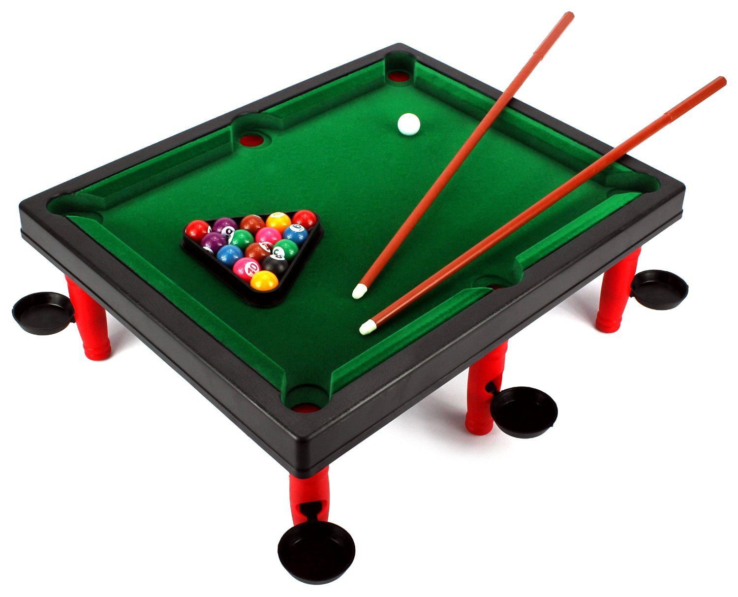 Vt Mini World Champion Toy Billiard Pool Table Game W Table Full Set Of Billiard Balls 2 Cues