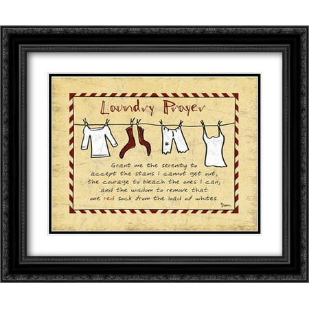 206 Matt - Laundry Prayer Stripe 2x Matted 24x20 Black Ornate Framed Art Print by Stimson, Diane