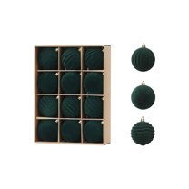 FastXmas 12 PCS 2.4" Christmas Large Velvet Balls Decorations Set,Christmas Flocked Hanging Balls Decoration,Shatterproof Christmas Balls for Xmas Tree Wedding Party Birthday Winter Hanging Decor