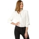 thumbnail image 1 of Blusa de las camisas de manga larga abotonadas del cuello del soporte de la oficina del trabajo de las mujeres blanco L, 1 of 6