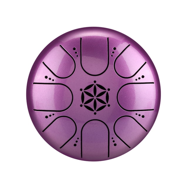 Tambor hueco Tambor de lengua de acero de 5 pulgadas, tambor de mano de 8 notas con mazo de tambor, púas de dedo, peusión para meditación y Yoga