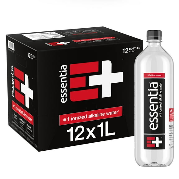 Essentia Bottled Water, 1 Liter, 12-Pack, Ionized Alkaline Water 3.188 gallon
