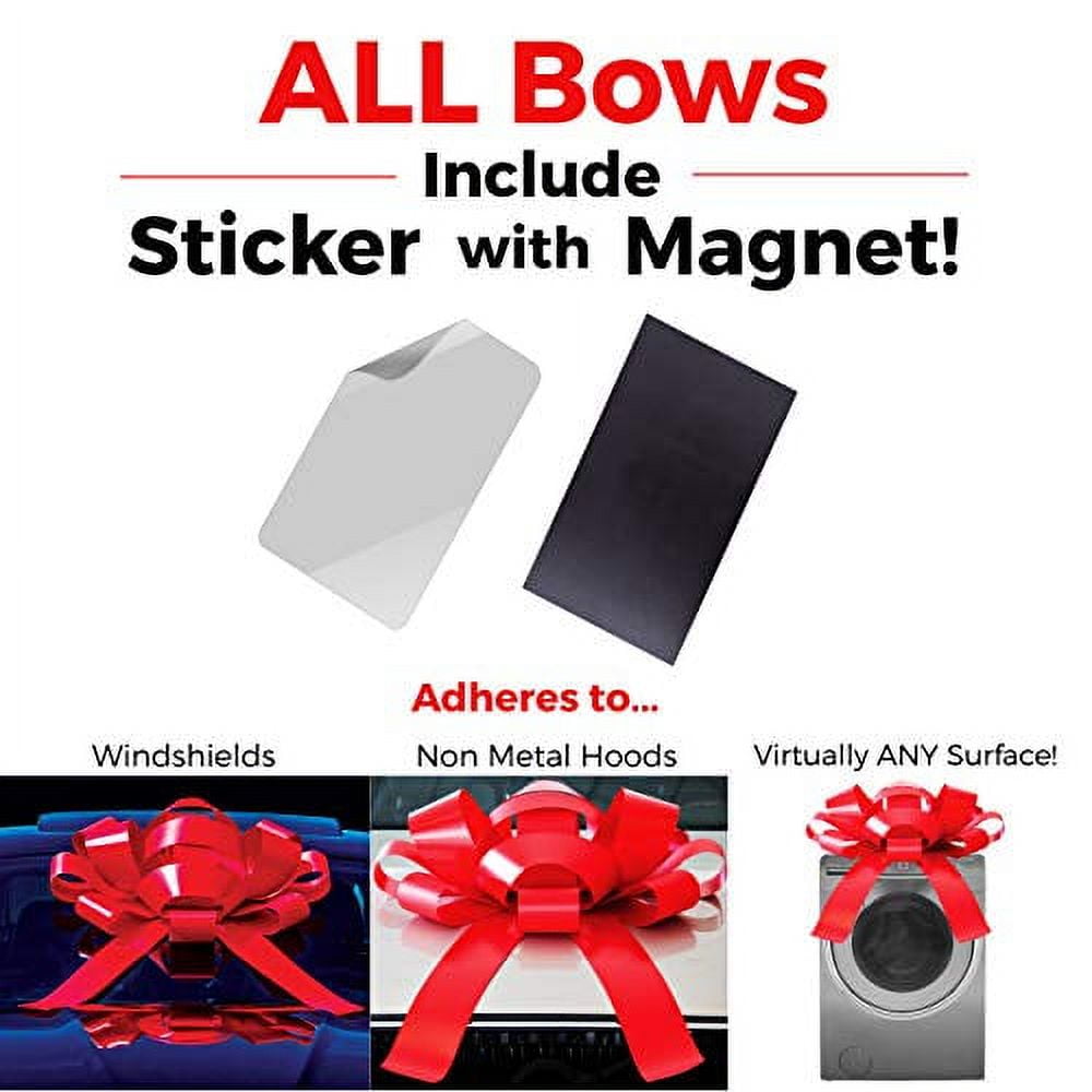 CarBowz Big Car Bow, I Love You, Giant 30" Bow, Non Scratch Magnet, Weather Resistant Vinyl (Black)