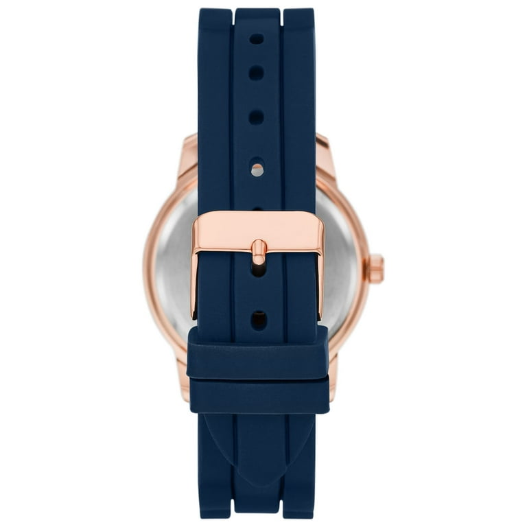 Time and Tru Women s Rose Gold Bezel Watch with Silicone Strap
