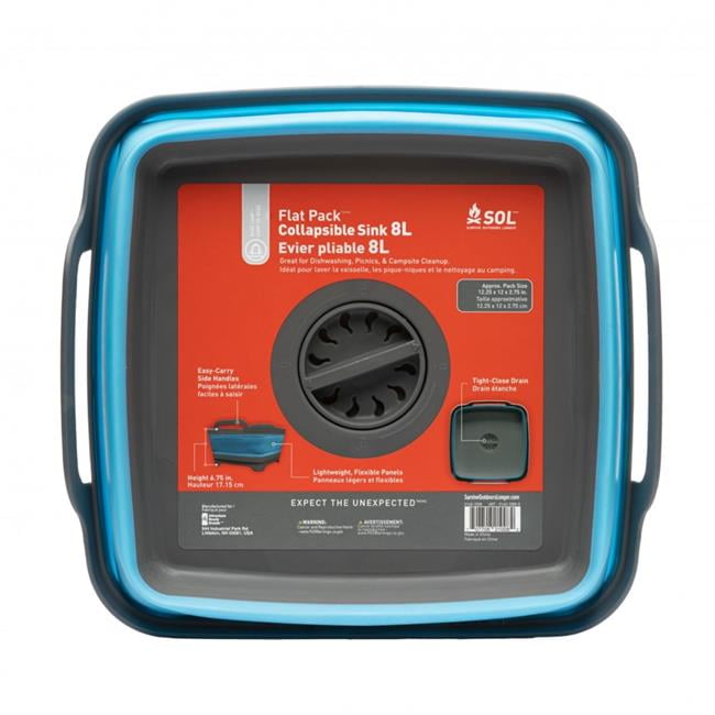Sol 1130812 8 ltr. Flat Pack Collapsible Sink, Blue