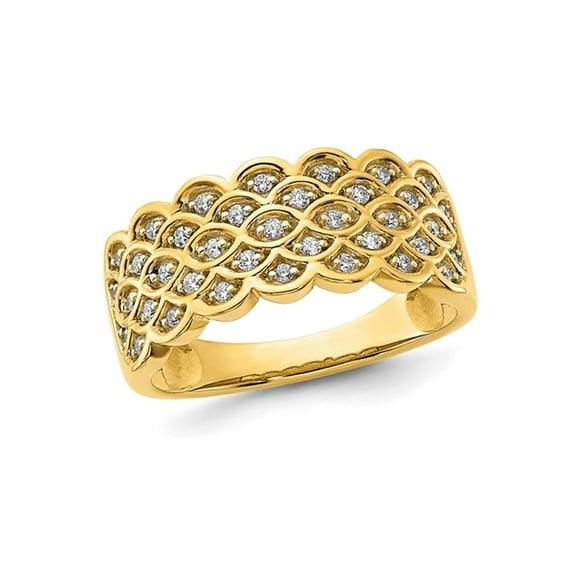 Gem & Harmony 1/4 Carat (Ctw) Diamond Ring in 14K Yellow Gold (Size 7) for Women