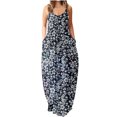 thumbnail image 2 of Lenago Robe de Bal Grande Taille Femme Mode à Bretelles Taille Mi-Haute Col en V Sans Manches à Rayures Imprimé Floral Ajustée Plage Longue Robe Été Robes de Plage, 2 of 5
