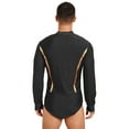 thumbnail image 2 of Alvivi Men's Mesh Long Sleeve V Neck Jumpsuit Leotard Ballroom Samba Latin Dance Costume Black XXL, 2 of 7