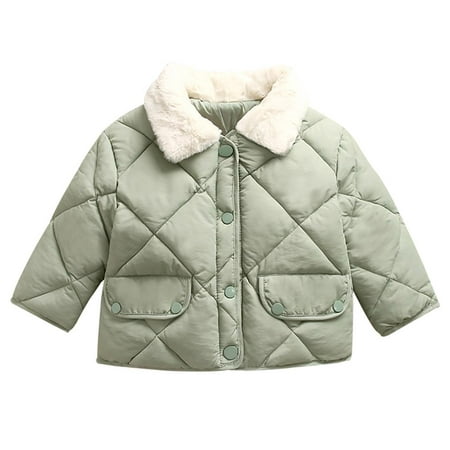 

Children Down Winter Down Coats for Toddlers Baby Girls Faux Fur Collar Puffer Padded Jacket Coat Button up Warm Parka Infant Outerwear with Pockets 1-6T
