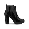 thumbnail image 3 of BLISSFUL STEP Women's Platform Lace Up Block Heel Ankle Combat Boot Black 7, 3 of 7