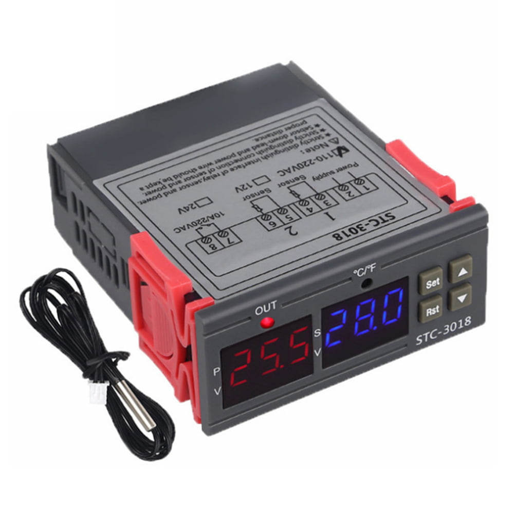 220V 12V SS STC-3018 Digital Temperature Controller Sensor Thermostat 24V 110V 