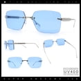 thumbnail image 2 of Luxury Rimless Rectangle Metal Pyramid Stud Jewel Arm Metal Rim Sunglasses Silver - Blue, 2 of 8