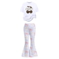 thumbnail image 6 of Gaexia Toddler Girl Lounge Set,Girls Two Piece Outfit Short Sleeve Top and Wide Leg Pants With Bow Cherry Print Casual Summer Fashion Clothes,9-10 Years, 6 of 6