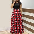 thumbnail image 1 of LOVZFMLL Robe Maxi Bohème Vintage Décontractée à Imprimé pour Femme, Col Rond, Manches Courtes, Rouge G, 1 of 5