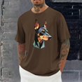 thumbnail image 1 of Tops para hombre, blusas y camisas de cuello redondo y manga corta para hombre, blusas casuales de moda con cuello redondo y estampado para hombre, blusas de poliéster para hombre., 1 of 5