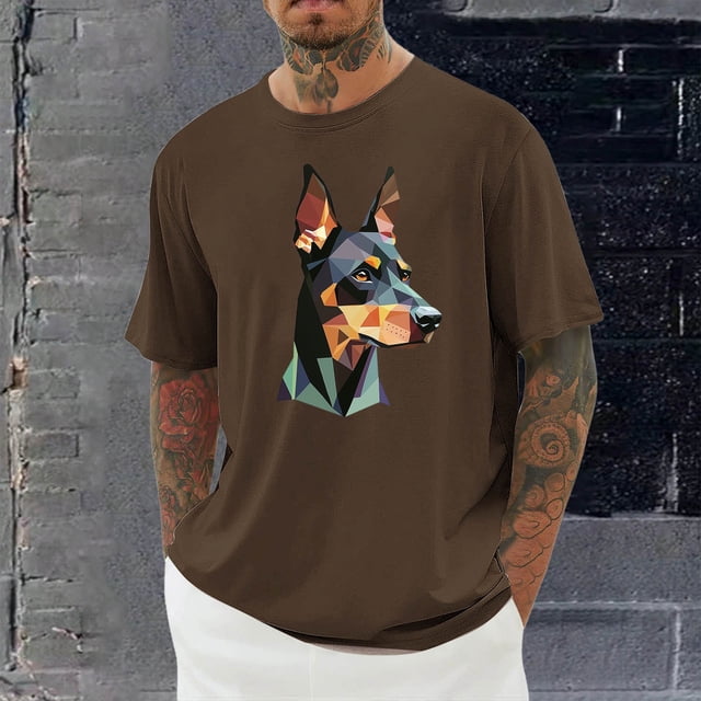 Tops para hombre, blusas y camisas de cuello redondo y manga corta para hombre, blusas casuales de moda con cuello redondo y estampado para hombre, blusas de poliéster para hombre.