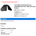 thumbnail image 2 of Front Right Forward Fender Liner - Compatible with 1998 - 2002 Ford Crown Victoria 1999 2000 2001, 2 of 2