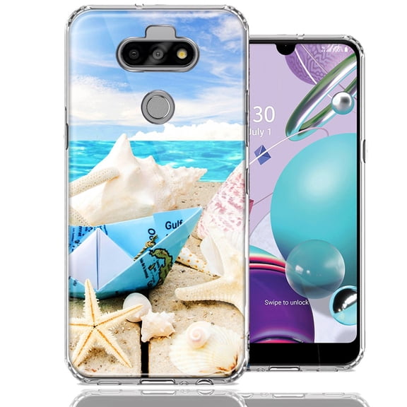 MUNDAZE For LG Aristo 5/K31/Fortune 3 Beach Paper Boat Design Double Layer Phone Case Cover