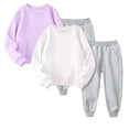 thumbnail image 5 of WOLLED 2Pcs Girls Sweatsuit Outfit Kids Toddler Fleece Sweatpants Sports Two-Piece Suit 1-12Y Baby Autumn Winter Warm Sweater Set, 5 of 9